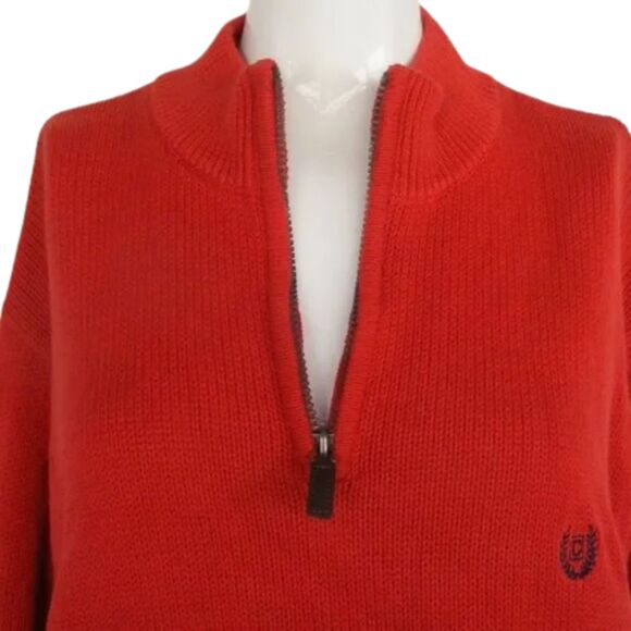 new CHAP Sweater, XL, Pullover, Red-Orange, Zip, Long sleeves, Cotton - Picture 4 of 12